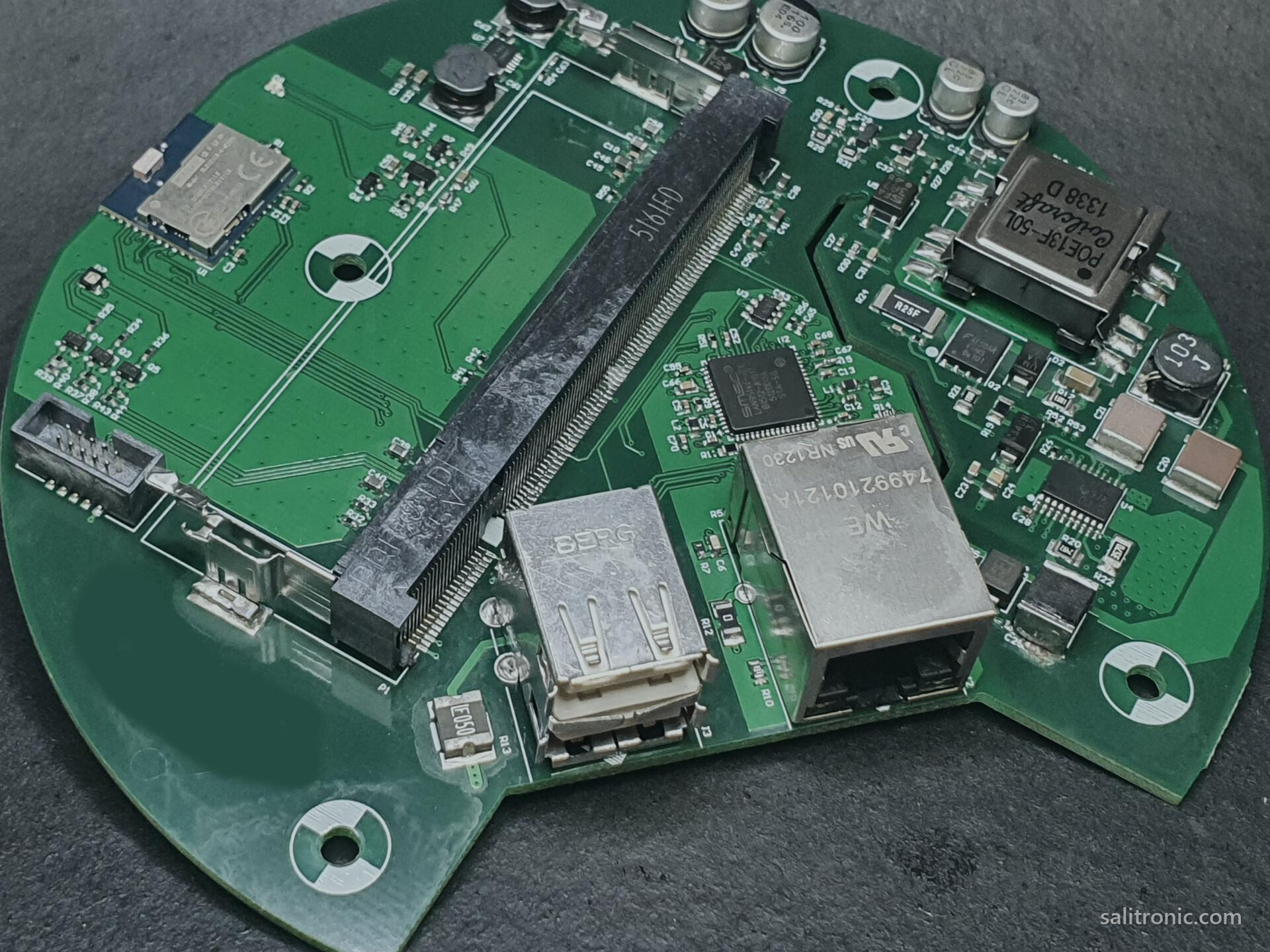 Densely populated PCB under design review