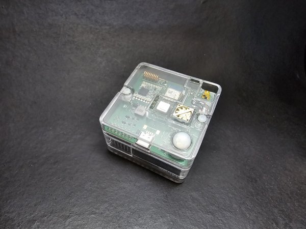 Multi sensor indoor air quality IoT gateway PCB inside its enclosure